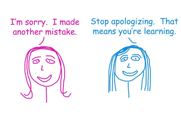 Color Cartoon Showing Two Women Talking Saying Necessary Apologize Making — Stock Photo, Image