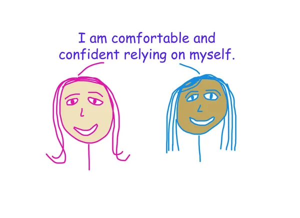 Color Cartoon Showing Two Ethnically Diverse Women Who Comfortable Confident — Stock Photo, Image