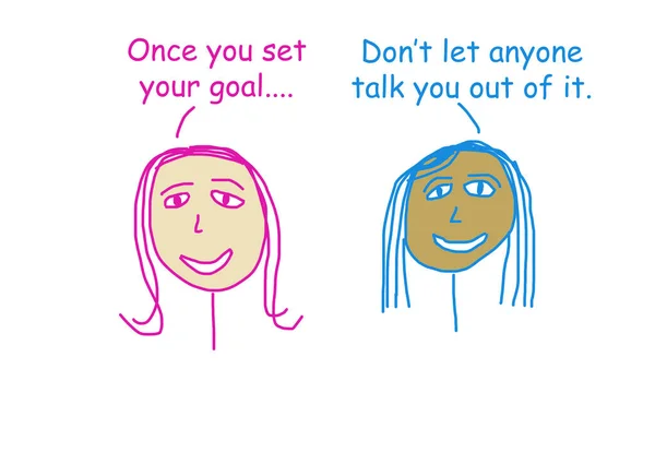 Color Cartoon Depicting Two Ethnically Diverse Women Saying Let Anyone — Stock Photo, Image