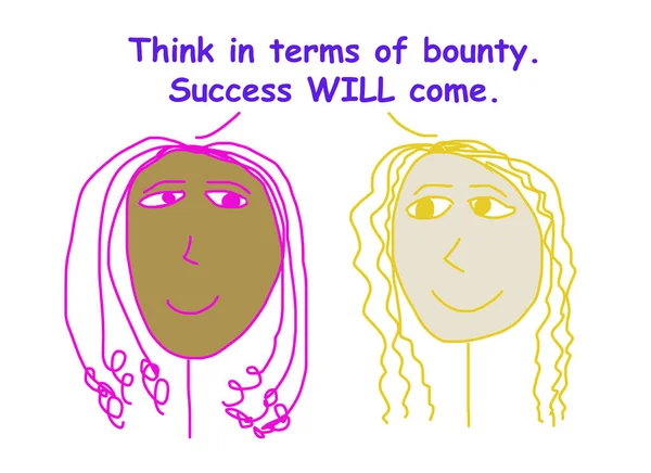 Color Cartoon Two Smiling Ethnically Diverse Women Saying Think Terms — Stock Photo, Image