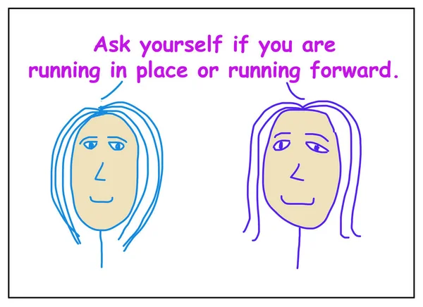 Color Cartoon Two Women Tralking Whether You Running Place Running — Stock Photo, Image