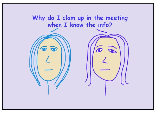 Color Cartoon Two Business Women Stating Know Why Clam Meeting — Stock Photo, Image