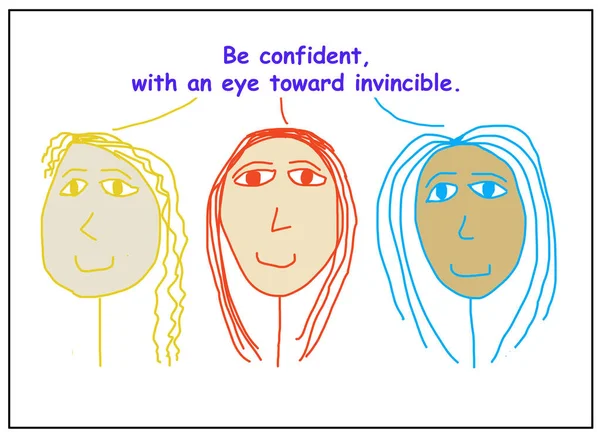 Dibujos Animados Color Tres Mujeres Sonrientes Étnicamente Diversas Que Declaran — Foto de Stock