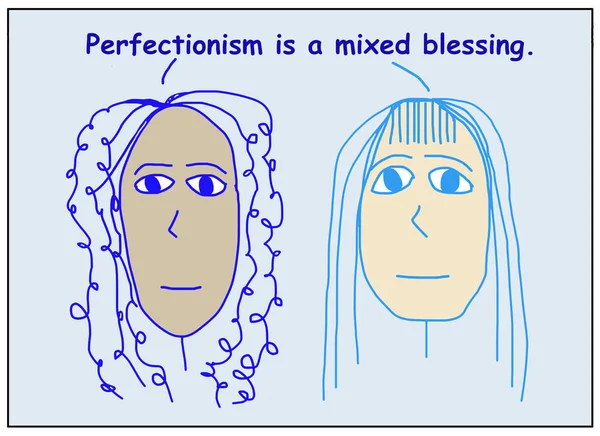 Χρώμα Κινουμένων Σχεδίων Δύο Εθνικά Διαφορετικές Γυναίκες Δηλώνοντας Ότι Perfectionsim — Φωτογραφία Αρχείου