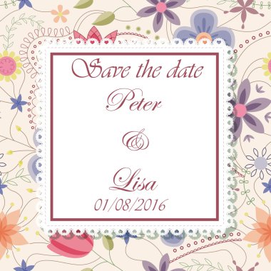 Çiçekler vintage arka plan davet düğün