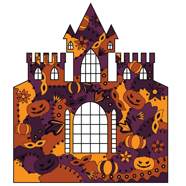 Kolorowy zamek Halloween — Wektor stockowy