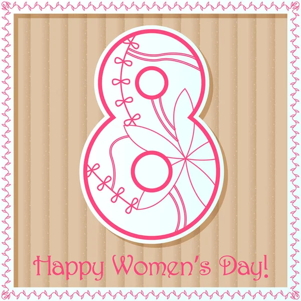 Happy womans day card on cardboard — Stock Vector