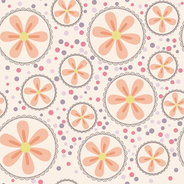 Pattern with flowers in circles — Stock Vector