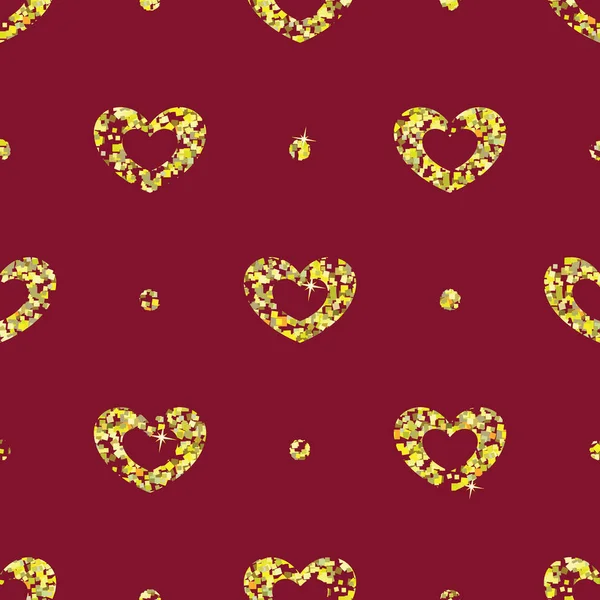 Seamless pattern with tinsels hearts — Stock Vector