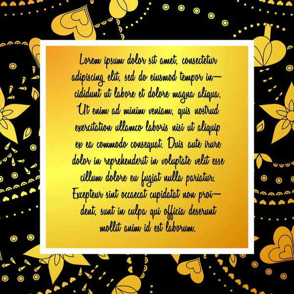 Tarjeta de oro y negro con texto — Archivo Imágenes Vectoriales