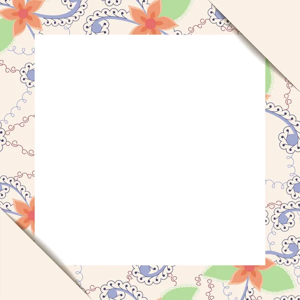 Fehér papírlap a virág keretben — Stock Vector