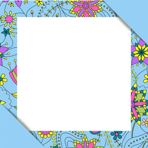 Witboek blad in floral frame — Stockvector