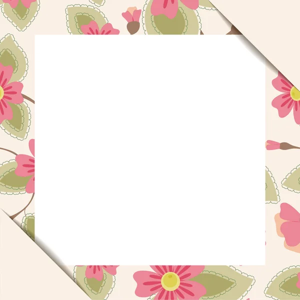 Folha de papel branco em quadro floral —  Vetores de Stock