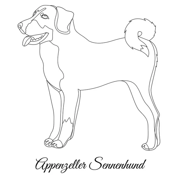 Appenzeller sennenhund cane contorno — Vettoriale Stock