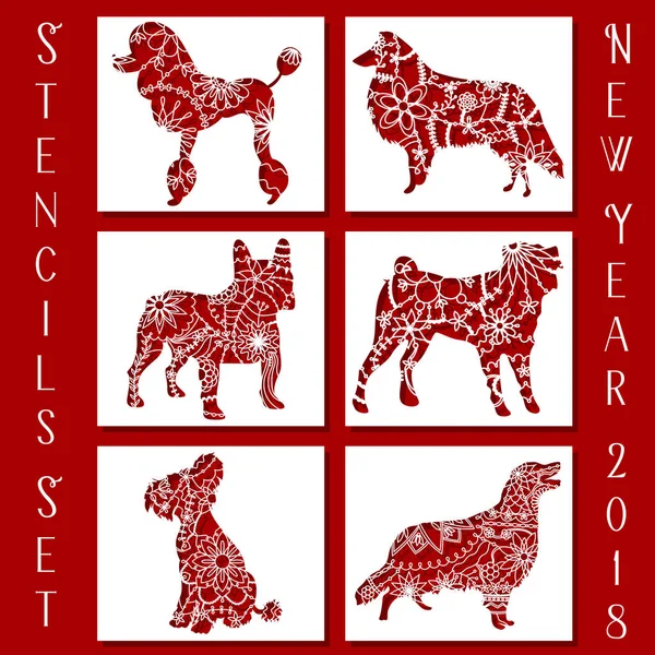 Set hond stencils — Stockvector