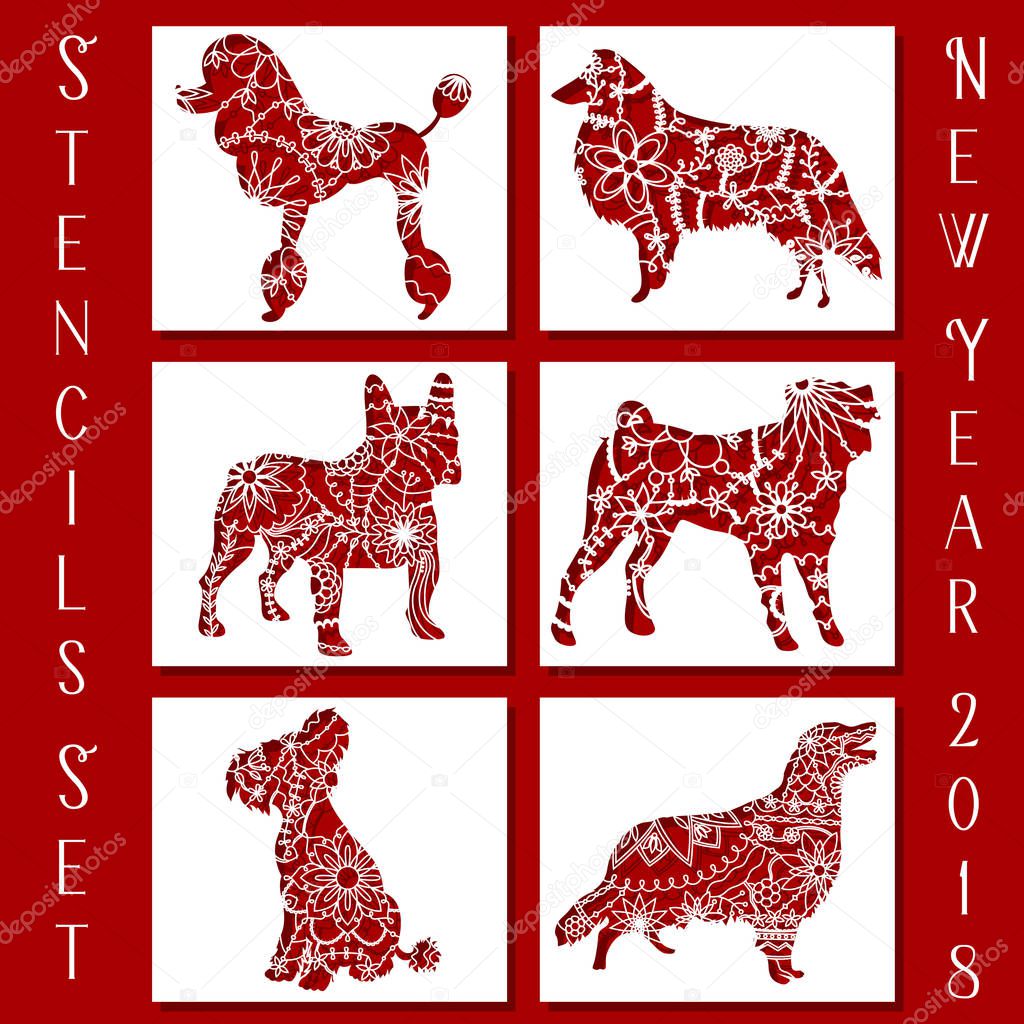 Set of dog stencils