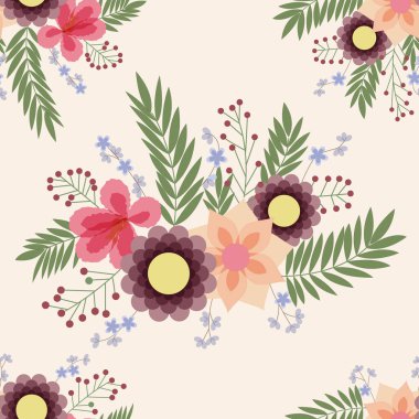 Soyut çiçeklerle kusursuz desen