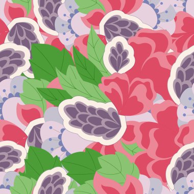 Soyut çiçeklerle kusursuz desen