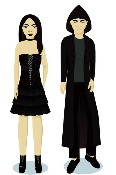 Adolescent garçon et fille im goth style — Image vectorielle