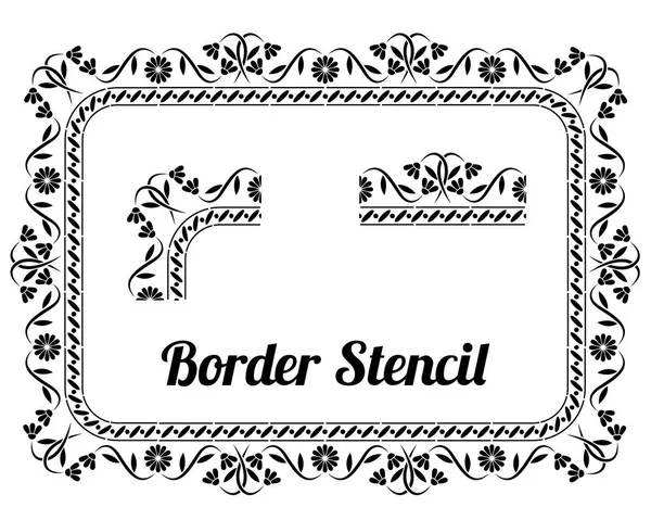 Border stencil with flowers — Stock Vector