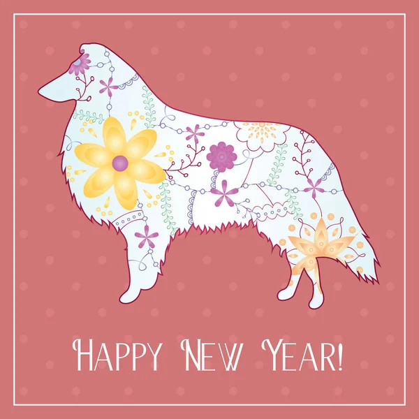 Happy New year with collie gradient — Stock Vector