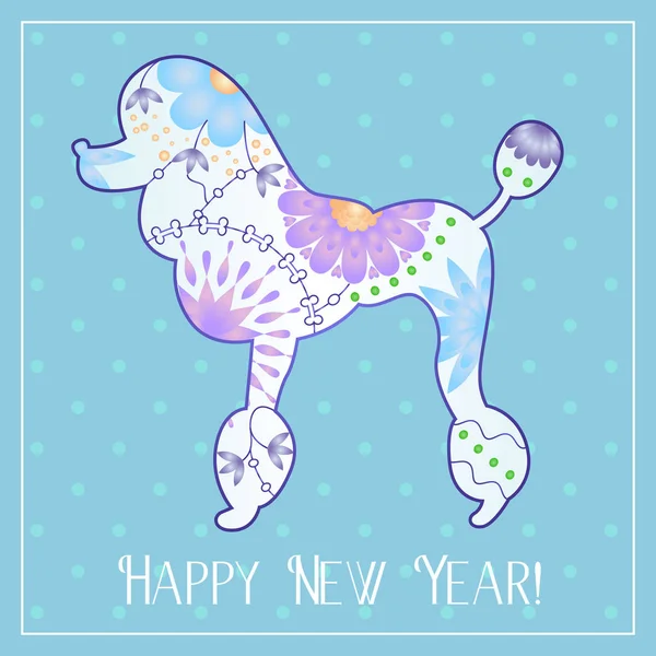 Feliz año nuevo con gradiente de caniche — Vector de stock