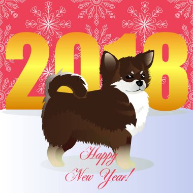 Mutlu yeni yıl kartı Chihuahua ile