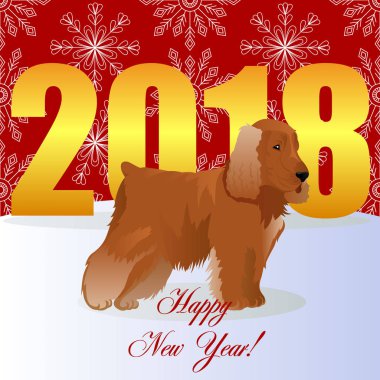 Mutlu yeni yıl kartı ile yavru horoz İspanyol