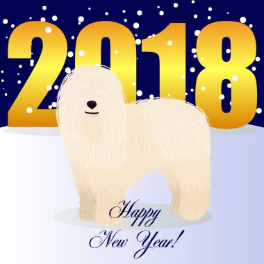 Mutlu yeni yıl kartı komondor ile