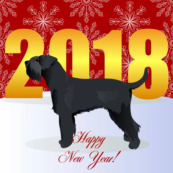 Felice anno nuovo carta con schnauzer — Vettoriale Stock