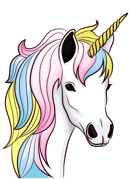 Unicorno testa fiaba personaggio cartone animato Vettoriali Stock Royalty Free