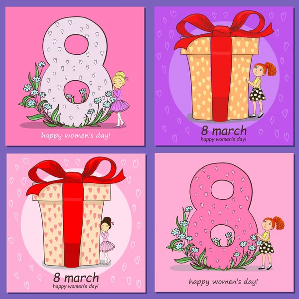 Set of square card happy valentine s day — 图库矢量图片