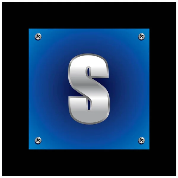 Typografie blauw metallic lettertypen — Stockvector