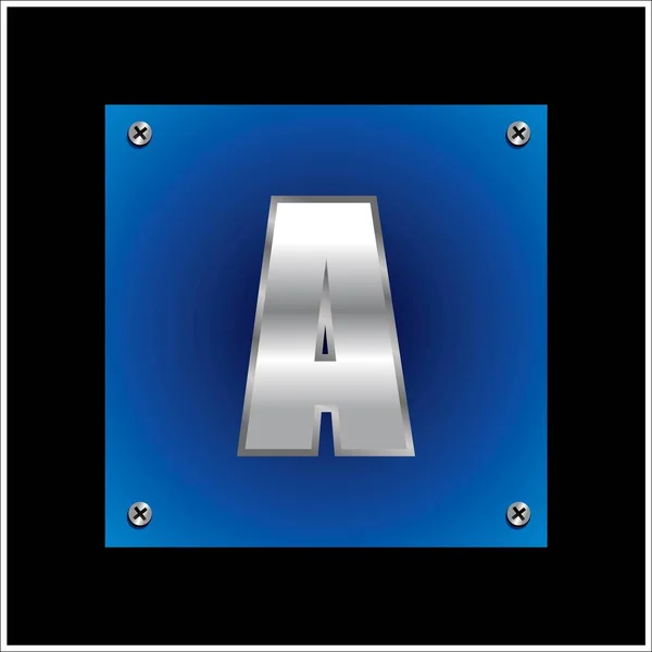Caratteri tipografici blue metallic — Vettoriale Stock