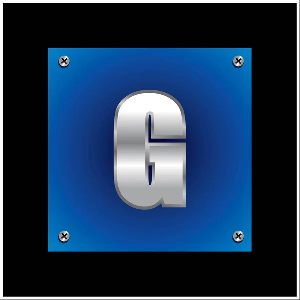 Typografi blå metallic teckensnitt — Stock vektor