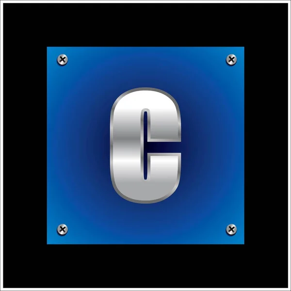 Typografia niebieski metaliczny czcionki — Wektor stockowy