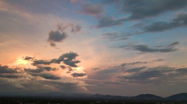 Last Light of sun during sunset sky with beautiful orange beam.