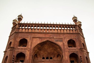 Eski Delhi, Hindistan 'ın dış duvarlarından gün batımında Jama Mescidi.