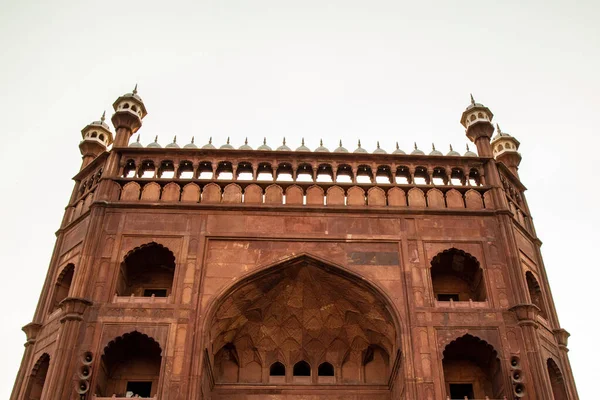 Jama Masjid Van Buitenmuur Old Delhi India Tijdens Zonsondergang — Stockfoto