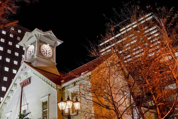 Odori Park Sapporo Hokkaido Giappone Dicembre 2019 Sapporo Clock Tower — Foto Stock