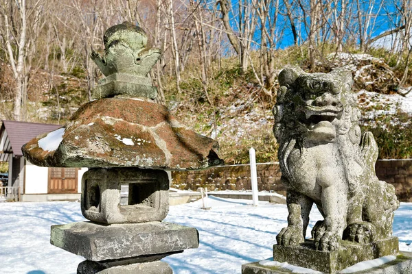 Noboribetsu Hokkaido Japão Dezembro 2019 Arquitetura Cultural Escultura Leão Pedra — Fotografia de Stock