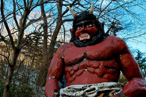 Hokkaido Japão Dezembro 2019 Estátua Gigante Frente Área Jigokudani Hell — Fotografia de Stock