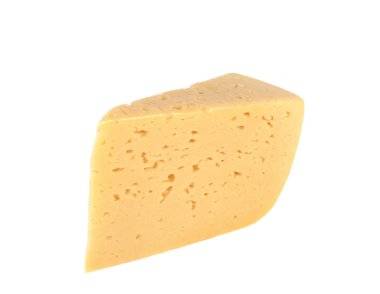 Beyaz arkaplanda izole edilmiş peynir dilimi
