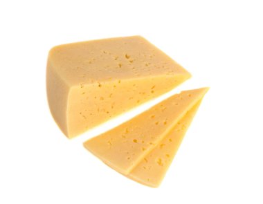 dilim peynir izole üzerinde beyaz arka plan dilimlenmiş