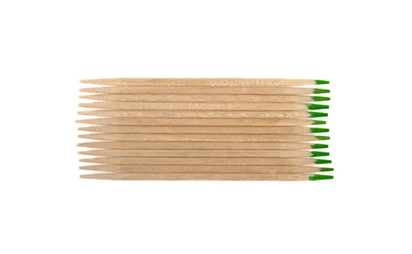 En massa trä tandpetare på vit bakgrund — Stockfoto