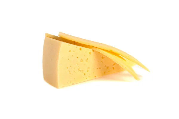 Slice of cheese sliced isolated on white background — Stock Photo, Image