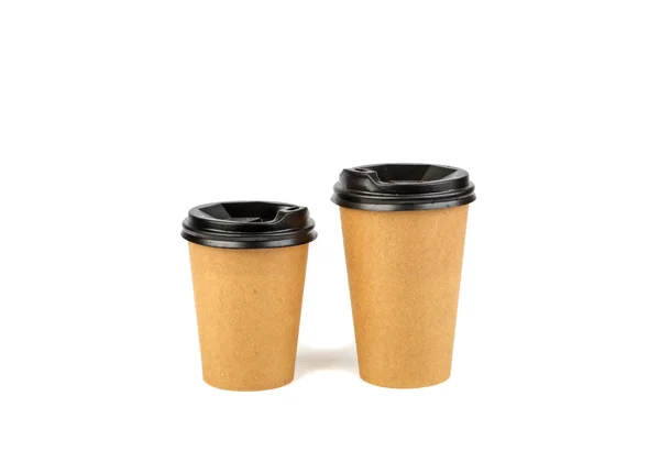 Twee Kopjes Voor Koffie Geïsoleerd Witte Achtergrond — Stockfoto