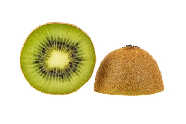 Kiwi Fructe Tăiate Izolate Fundal Alb — Fotografie, imagine de stoc