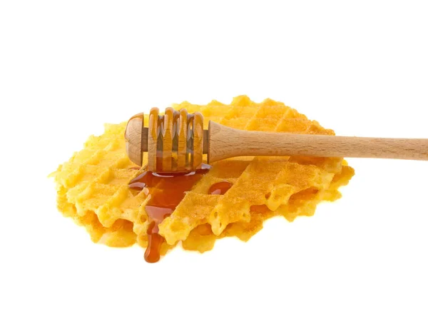 Honey Wafer Honey Dipper Isolated White Background — Stock Photo, Image