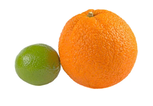 Narancs Lime Elszigetelt Fehér Background — Stock Fotó